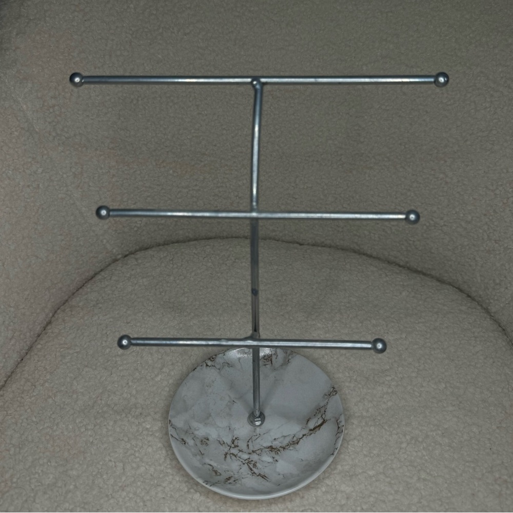 Marshall’s Silver Jewelry Stand with Marble Base